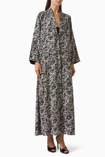 Mixed Print Abaya in Chiffon