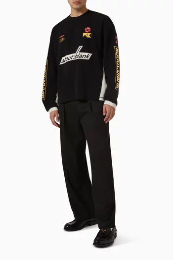 تي شيرت بطبعات سباق التعرج نسيج قطن متشابك