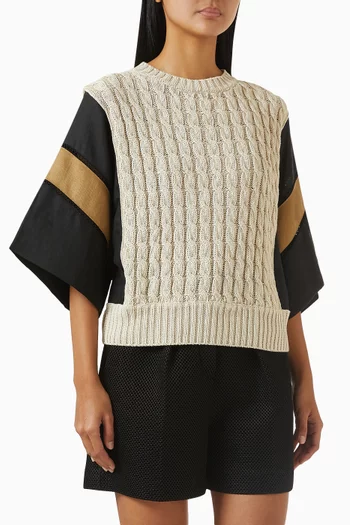 سترة سكاتولا منسوجة بغرزة الضفيرة