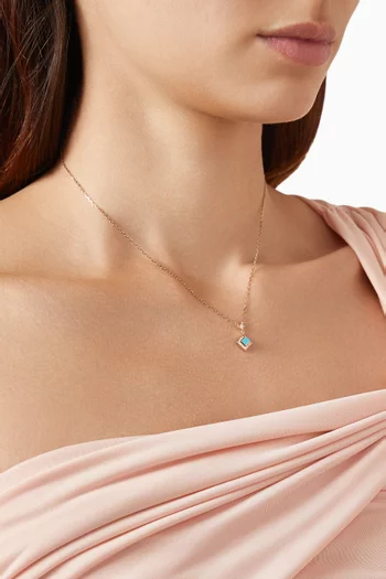 Cleo Lotus Chalcedony  & Diamond Pavé Pendant Necklace in 18kt Rose Gold