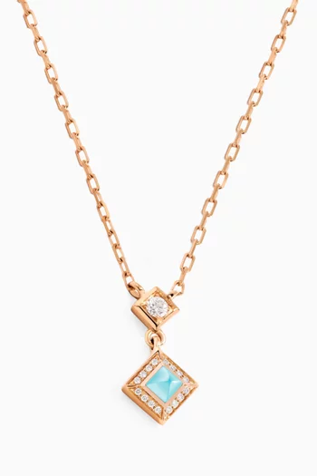 Cleo Lotus Chalcedony  & Diamond Pavé Pendant Necklace in 18kt Rose Gold