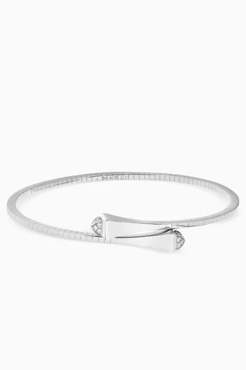 Cleo Slim Diamond Pyramid Slip-On Bracelet in 18kt White Gold