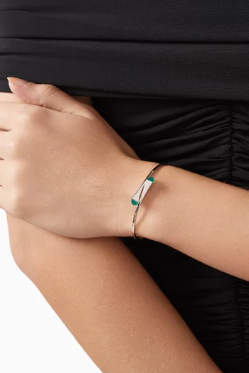 Cleo Green Agate Slip-on Bracelet in 18kt White Gold