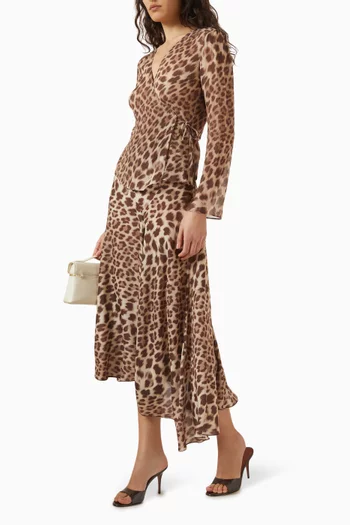 بلوزة بيانكا بنقشة جلد الفهد حرير كريب