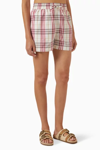 شورت بنقشة مربعات قطن