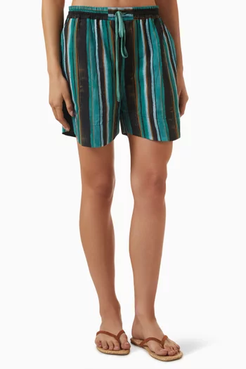 شورت أرون بنقشة مخططة قطن