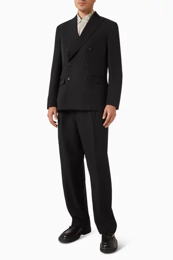 Double-breasted Suit Jacket in Linen-blend