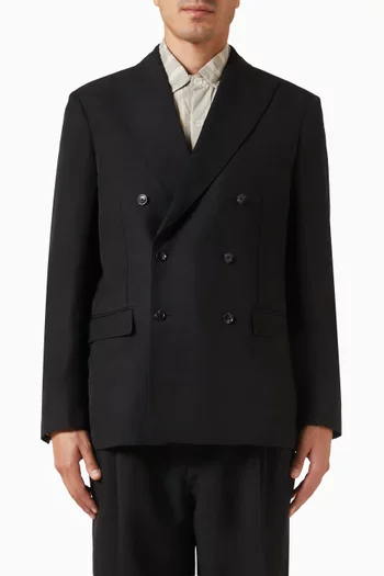 Double-breasted Suit Jacket in Linen-blend