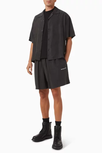 Ribbed Cupro Wide-leg Shorts