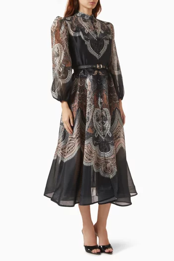 Paisley-print Belted Dress