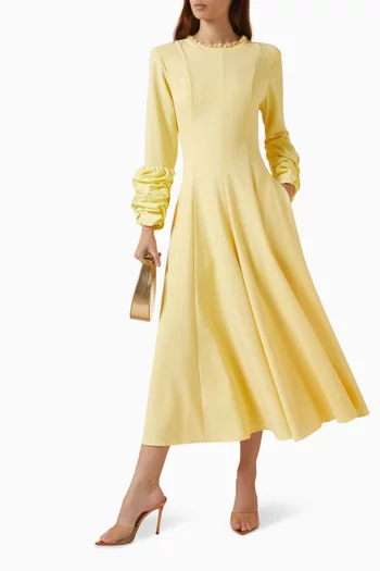 Floral Cuffs Midi Dress