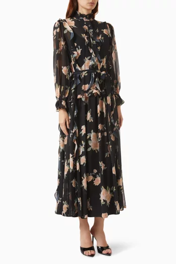 Floral-print Tie-waist Dress