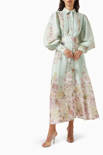 Floral-print Shirt Midi Dress