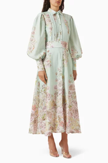 Floral-print Shirt Midi Dress