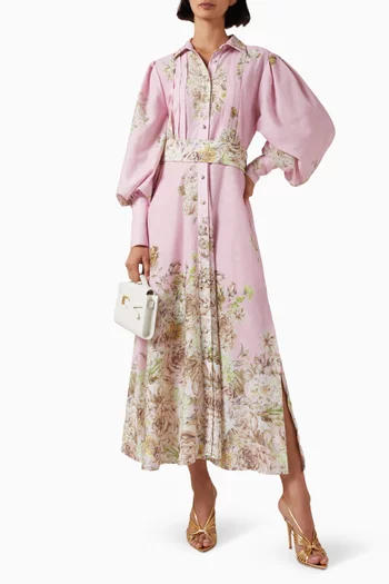 Floral-print Shirt Midi Dress
