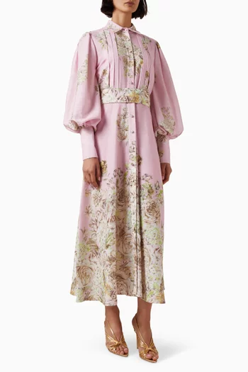 Floral-print Shirt Midi Dress