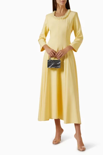 Embellished-neck Midi Dress