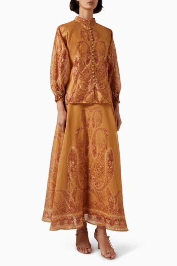 Printed Top & Wide-leg Pants Set