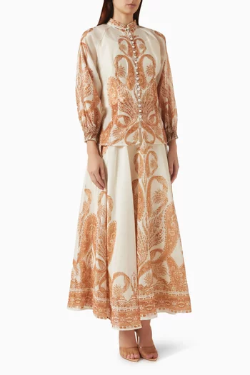 Printed Top & Wide-leg Pants Set