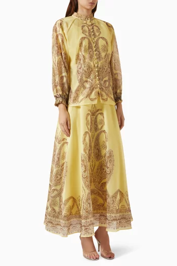 Printed Top & Wide-leg Pants Set