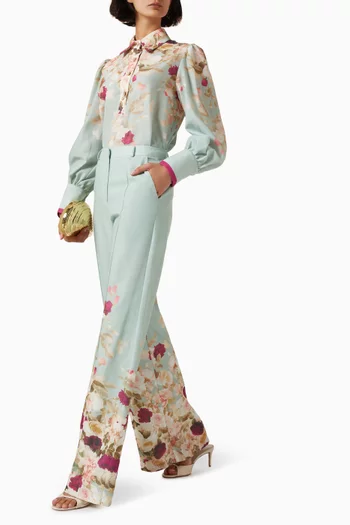 Floral-print Shirt & Pants Set