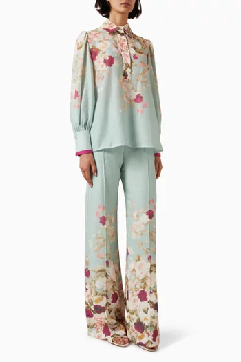 Floral-print Shirt & Pants Set