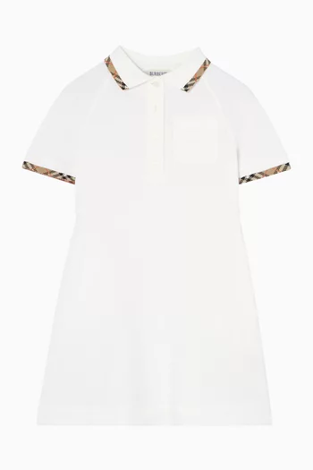 Check-Trim Polo Dress in Cotton