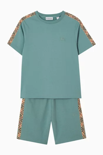 Check Trim Shorts in Cotton