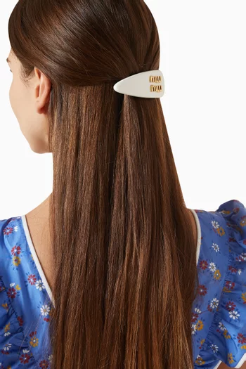 Logo Hair Clip in Patent Leather