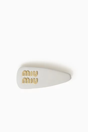 Logo Hair Clip in Patent Leather