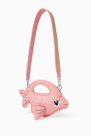 Fish Crossbody Bag in Raffia & Jacquard