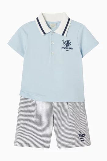 شورت مخطط بشعار الماركة