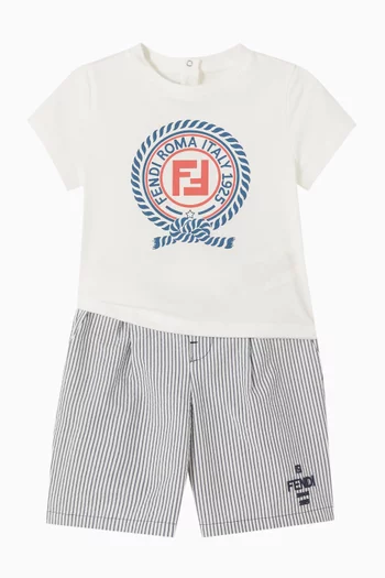 تي شيرت للرضع بطبعة شعار الماركة قطن