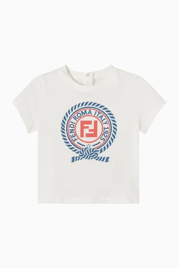 تي شيرت للرضع بطبعة شعار الماركة قطن