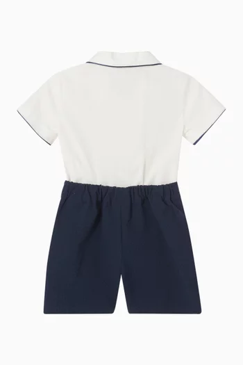 رومبر بتصميم مقسم بألوان ومزين بشعار الماركة قطن