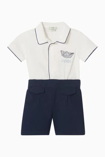 رومبر بتصميم مقسم بألوان ومزين بشعار الماركة قطن