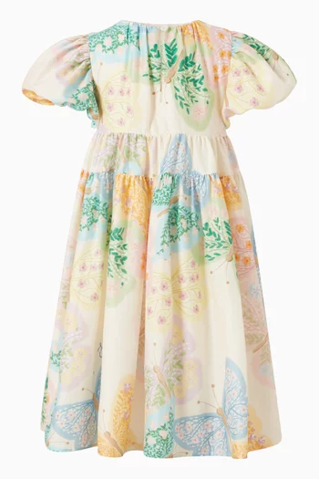 Butterfly-print Dress in Cotton-silk Blend