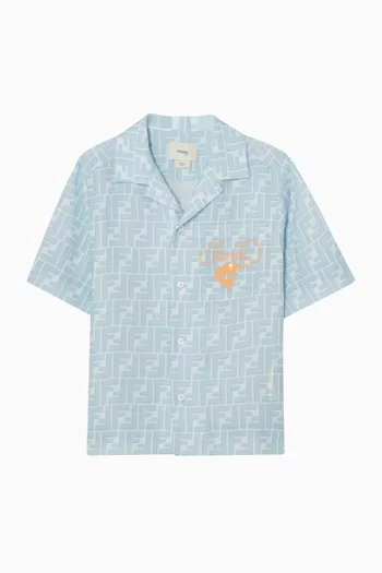 Junior All-over Monogram Shirt in Linen