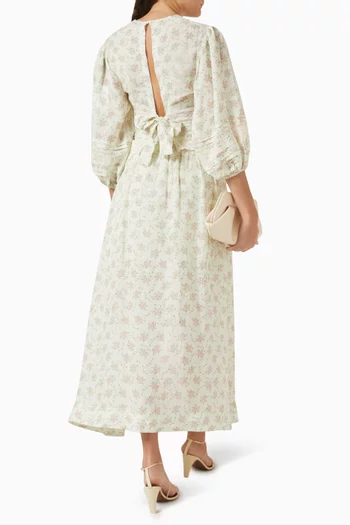 بلوزة دافينا قصيرة بنقشة زهور مزيج كتان