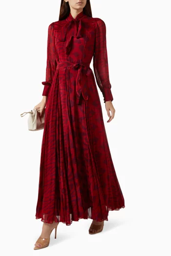 Abstract-print Dress in Chiffon
