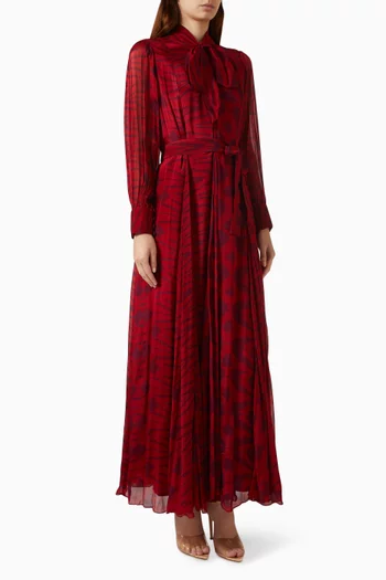 Abstract-print Dress in Chiffon