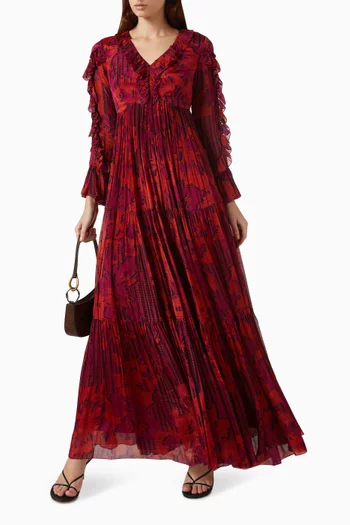 Floral Frill Maxi Dress