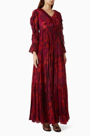 Floral Frill Maxi Dress