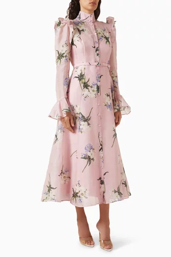 knee length dresses for ladies Aubrey Palm Shirt Midi Dress