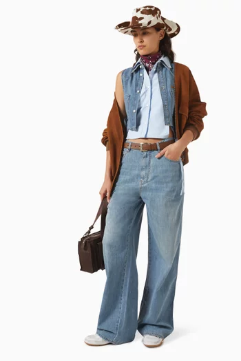 بنطال جينز بقصة ساق واسعة دينم