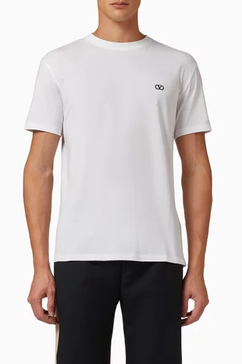 VLogo Embroidered T-shirt in Cotton
