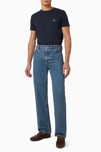 VLogo Embroidered T-shirt in Cotton