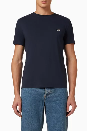 VLogo Embroidered T-shirt in Cotton