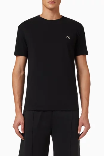 VLogo Embroidered T-shirt in Cotton