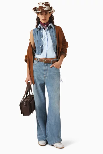 قميص قصير بأربطة شامبراي